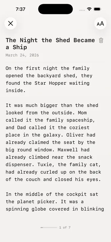 Reading a personalized story